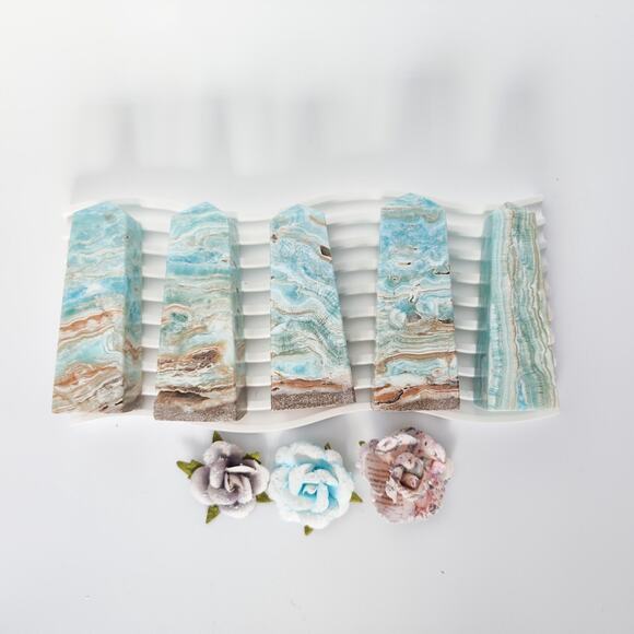 Blue Aragonite Tower Point Communication Crystal - Picture 3 of 8